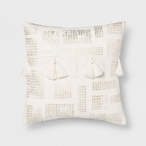 Metallic Stripe Tassel Square Pillow